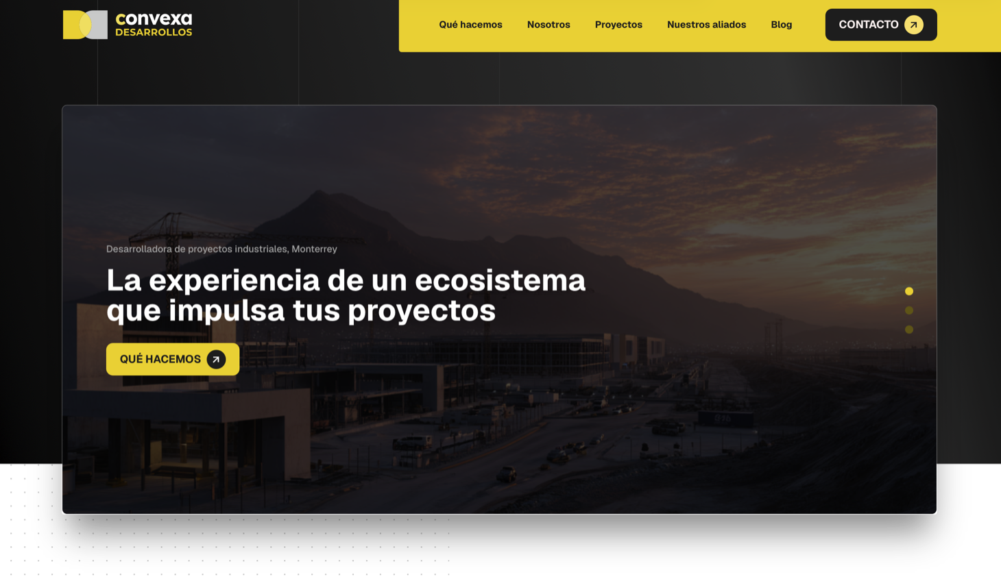Captura de portada del sitio web de CONVEXA Desarrollos.