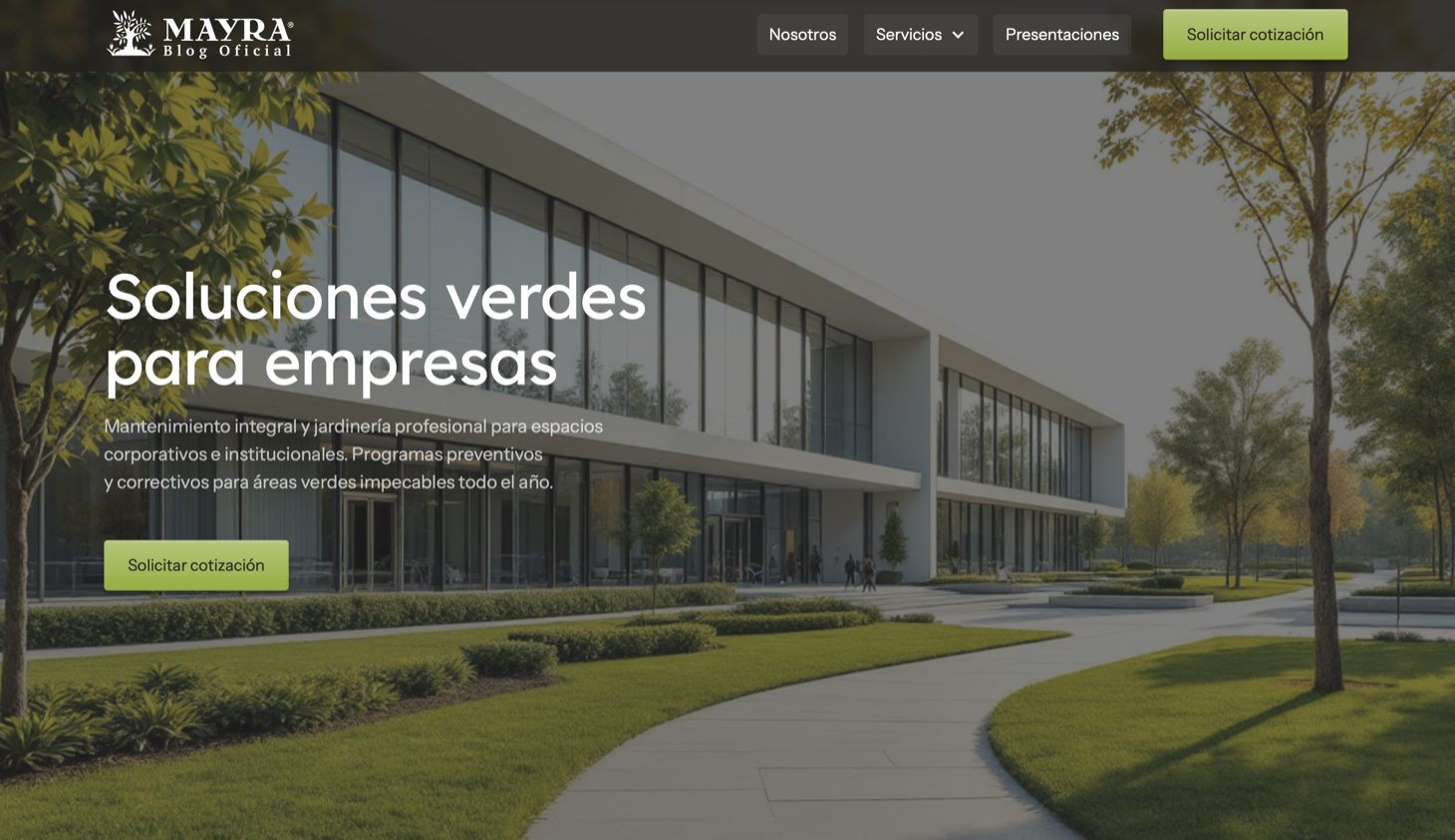 Captura de portada del sitio web de Corporativo Mayra.