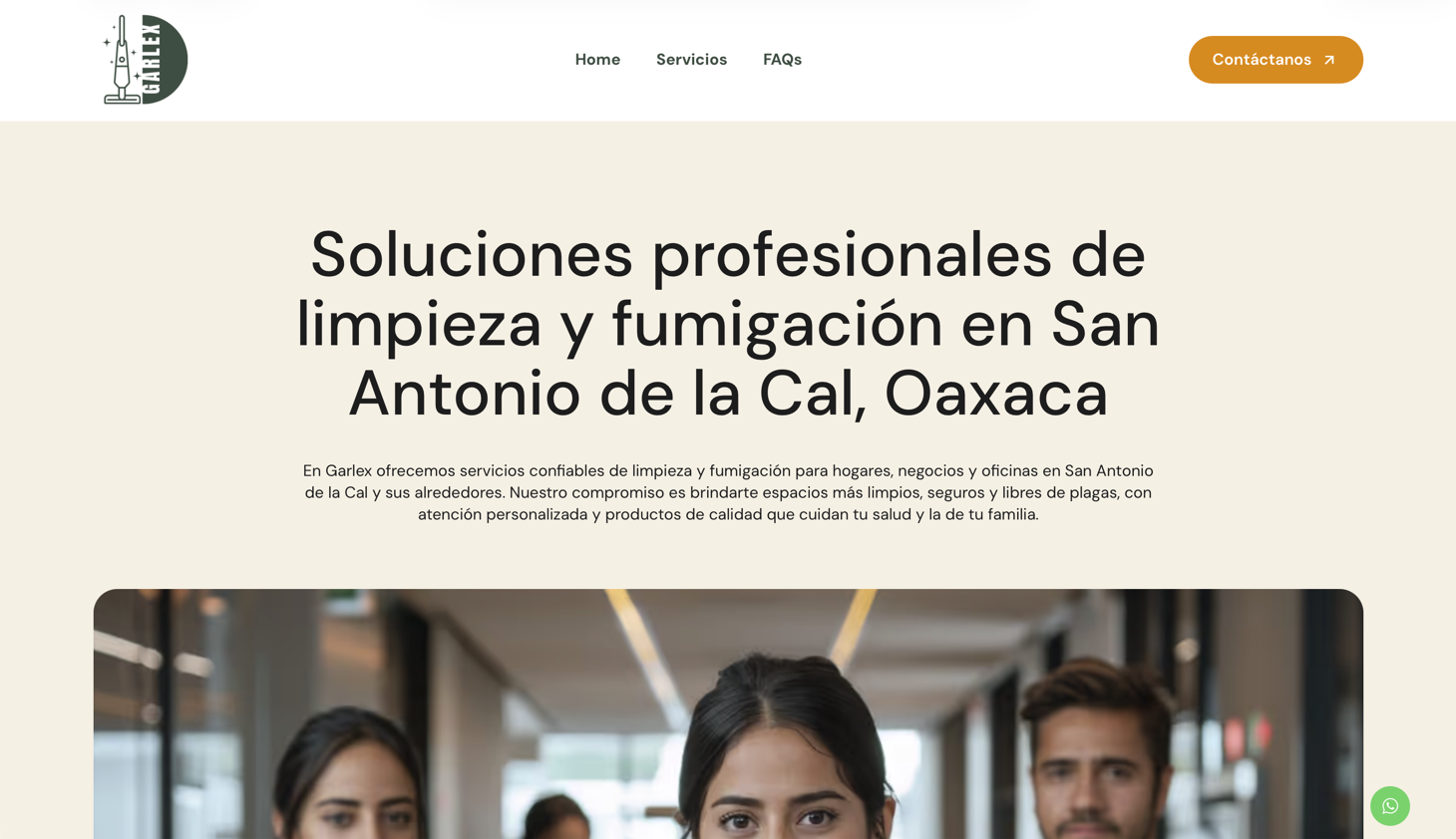 Captura de portada del sitio web de GARLEX.